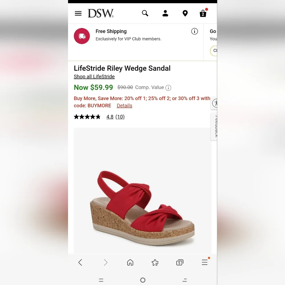 Life Stride Red Knot-Detail Espadrille Wedge Sandals - Picture 3 of 7
